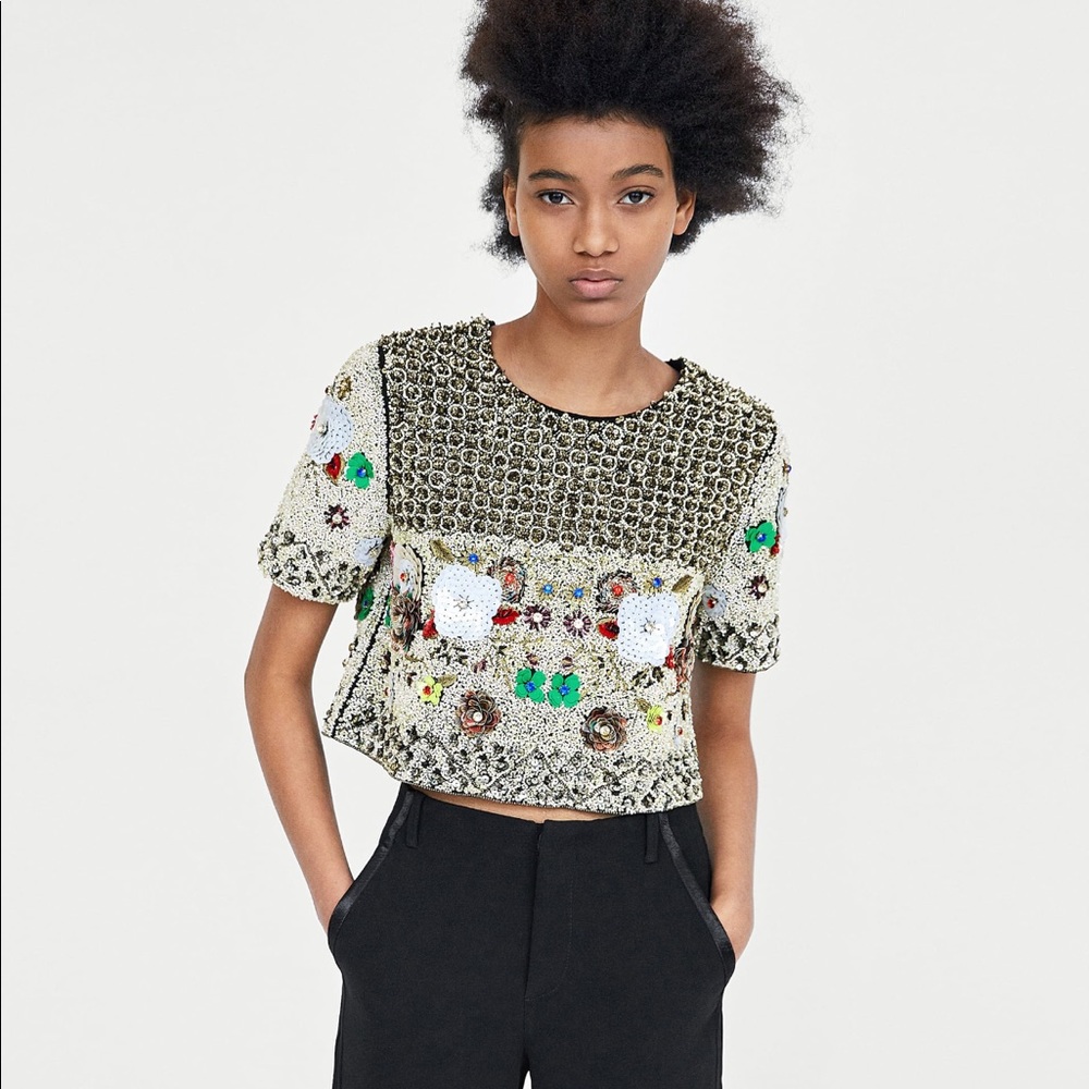 ZARA SEQUIN BEADED EMBELLISHED TOP // LIMITED ETD - Picture 2 of 8